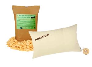 Fangomed Tiroler ZIRBENKISSEN/Schlafkissen/Zierkissen - mit zusätzlich Zirbenflocken/Zirbenspäne; Zirbenholz der Zirbe – Zirbelkiefer (2-teiliges Set, 80 x 40 cm - Creme)